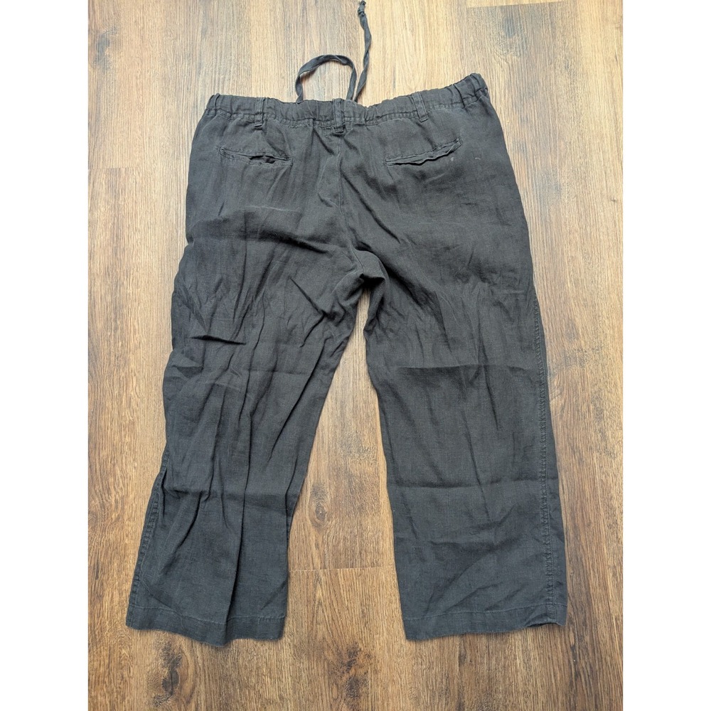 Allen Allen Pants Womens‎ XL Black 100% Linen Wide Leg Lounge High Rise Relaxed - Picture 4 of 10
